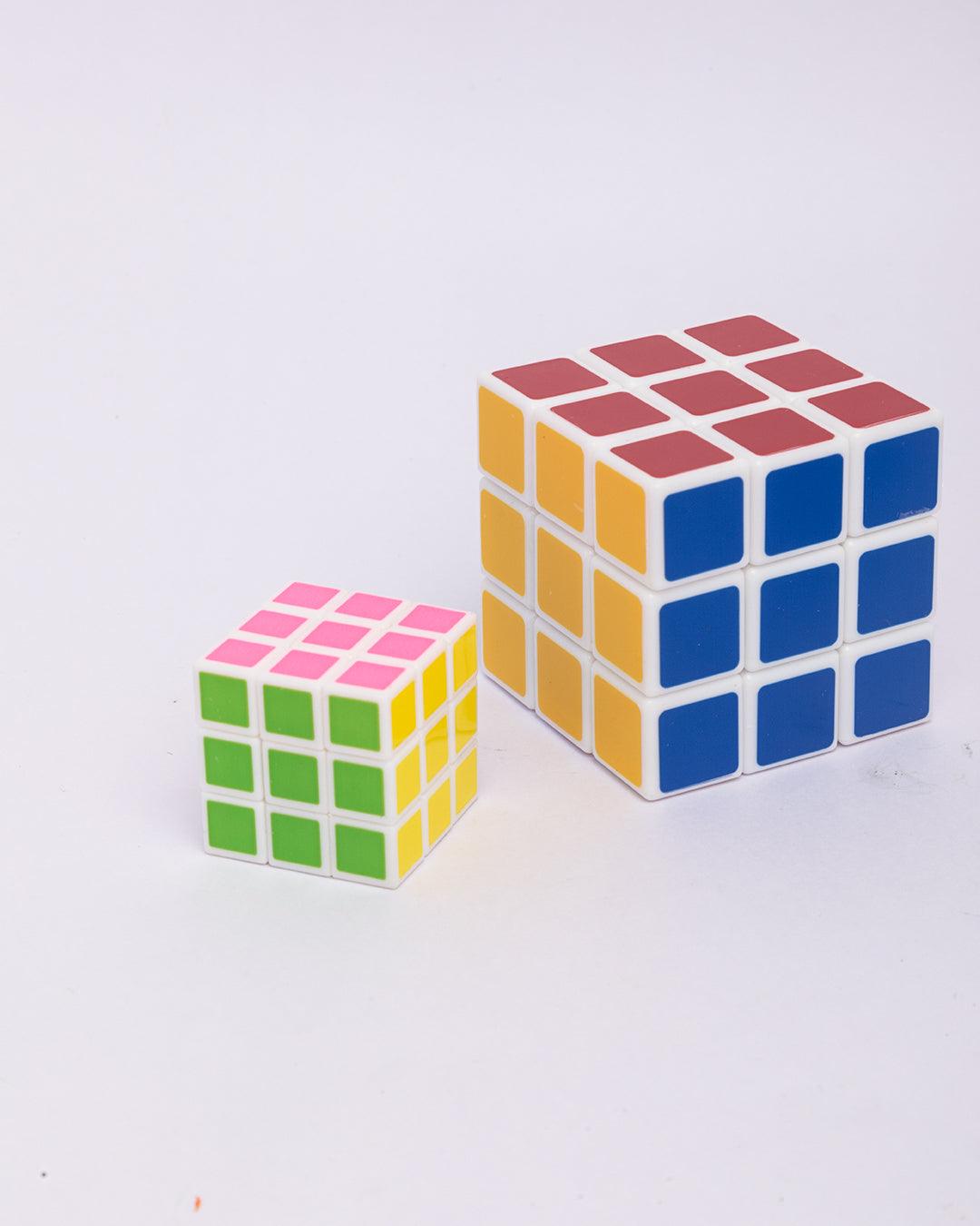 Cube, Rubik's Cube, Toy for Kids, 1 Big & 1 Small Cube, Multicolour, Plastic, Set of 2 - MARKET 99