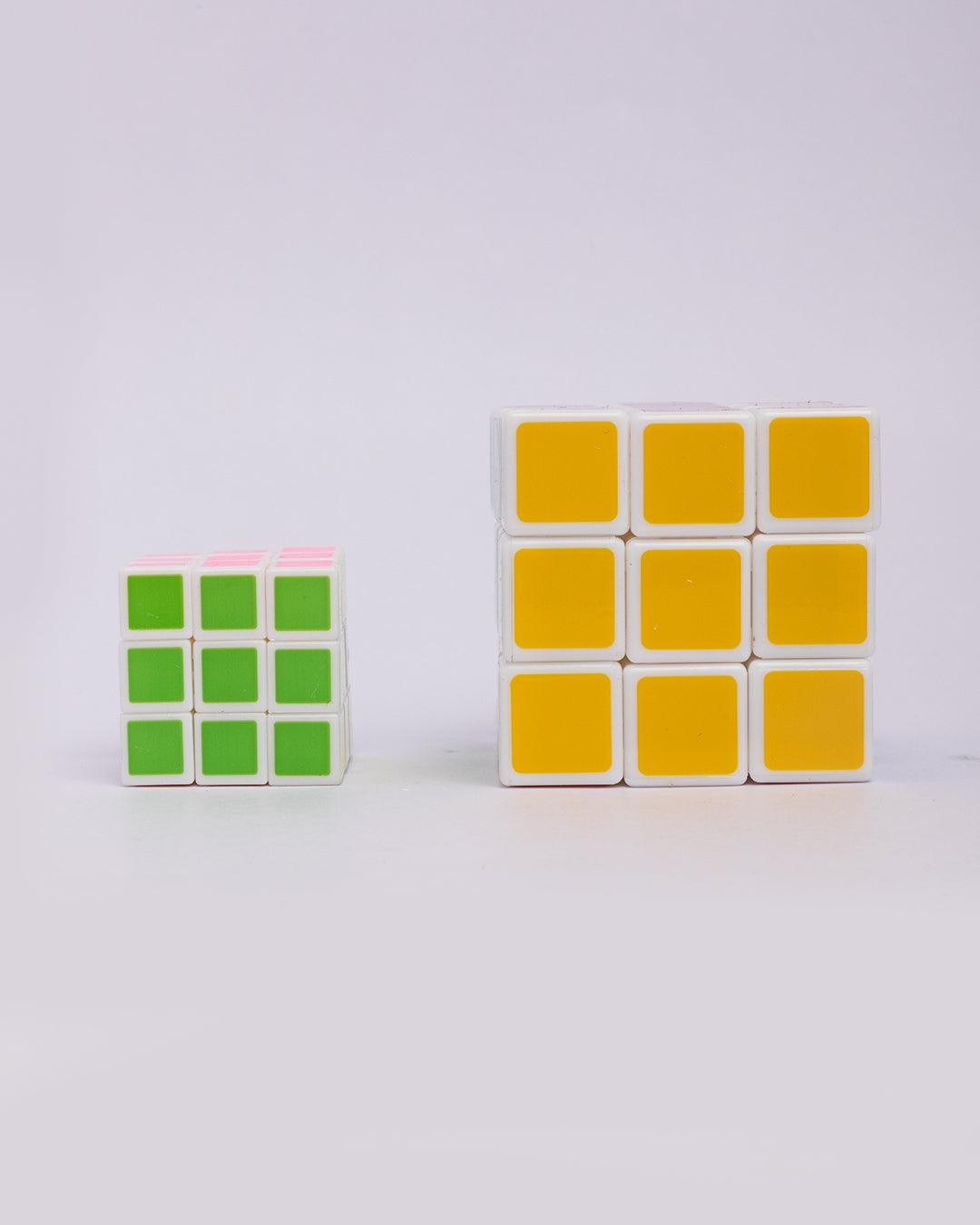 Cube, Rubik's Cube, Toy for Kids, 1 Big & 1 Small Cube, Multicolour, Plastic, Set of 2 - MARKET 99