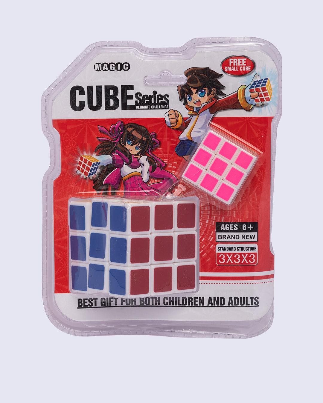 Cube, Rubik's Cube, Toy for Kids, 1 Big & 1 Small Cube, Multicolour, Plastic, Set of 2 - MARKET 99