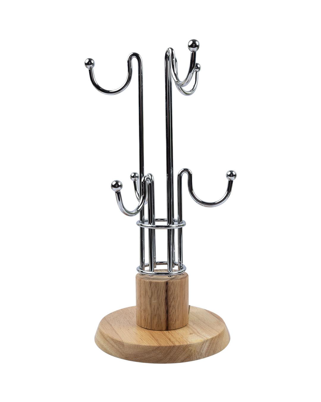 Cup Hanger, Silver, Mild Steel & Wood - MARKET 99