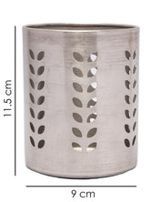 Cutlery Holder, Leaf Punch Design, Silver, Stainless Steel - MARKET 99