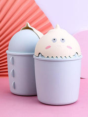 Cyan Tabletop Dustbin With Animated Character Lid