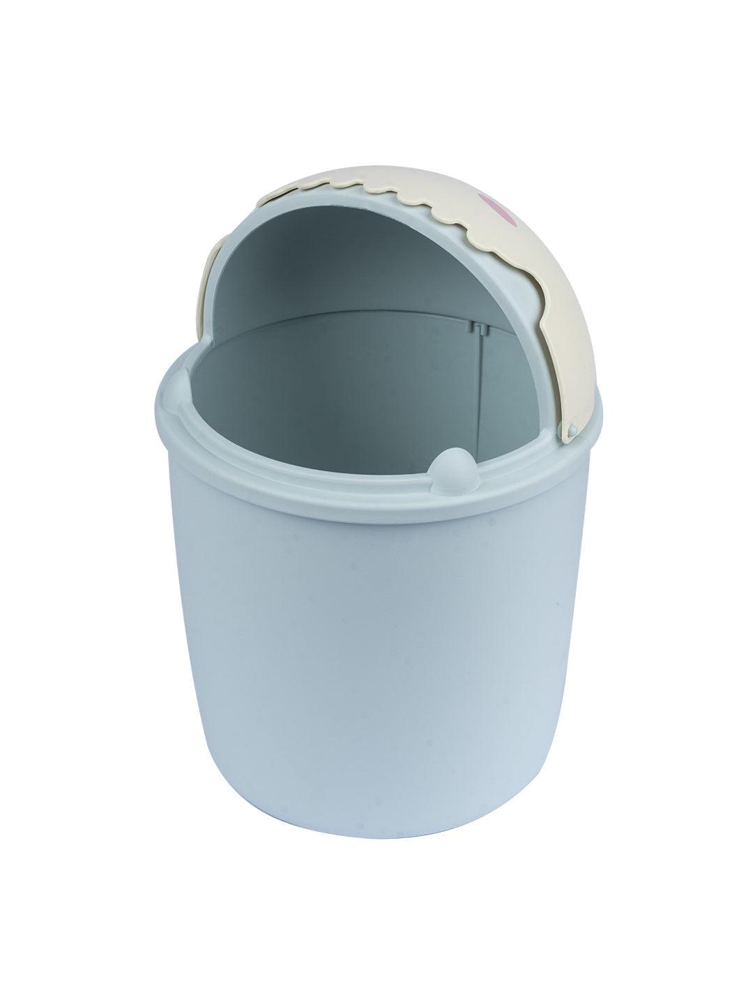 Cyan Tabletop Dustbin With Animated Character Lid