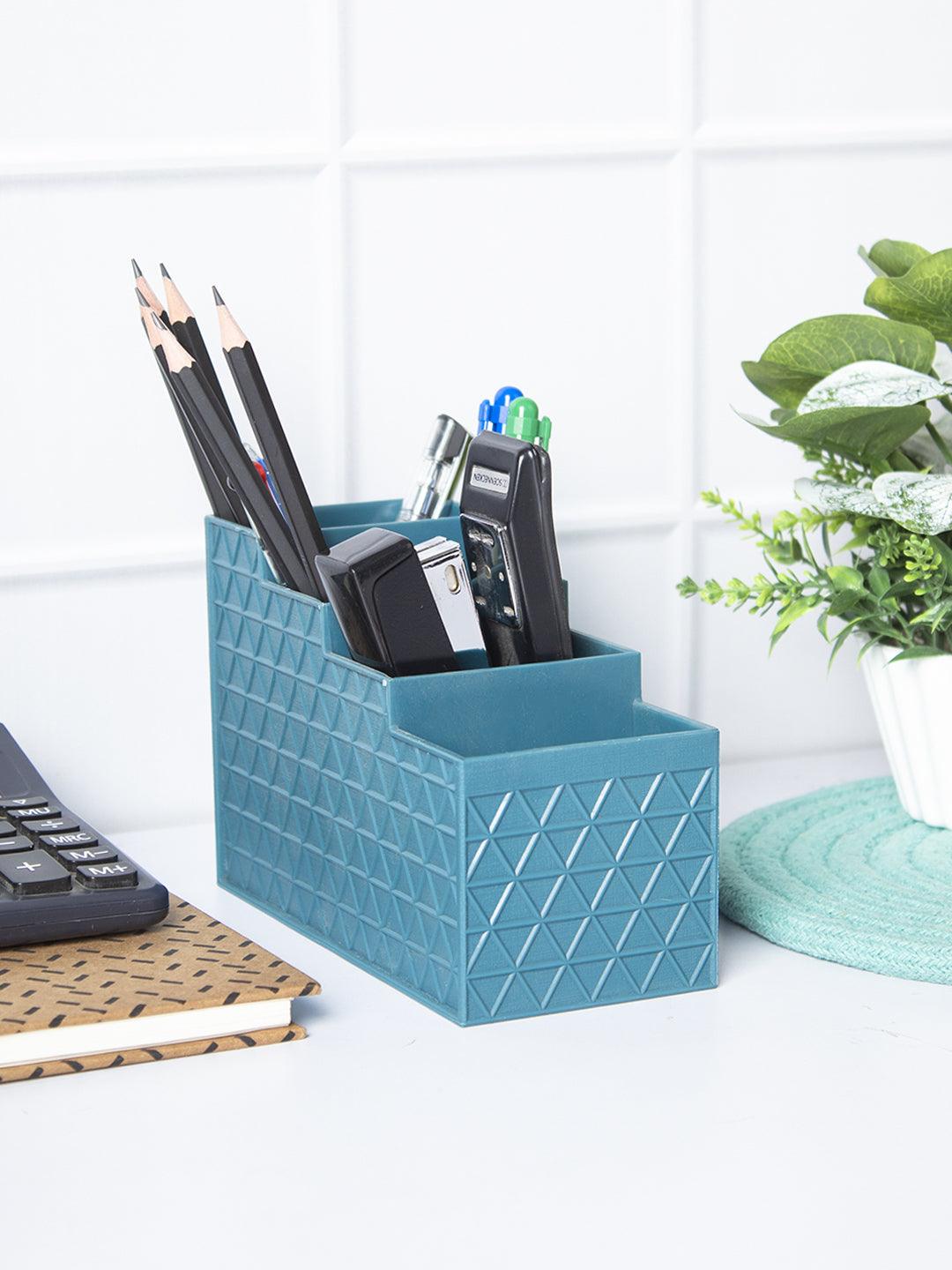 Dark Cyan Desk Organizer With Four Compartments