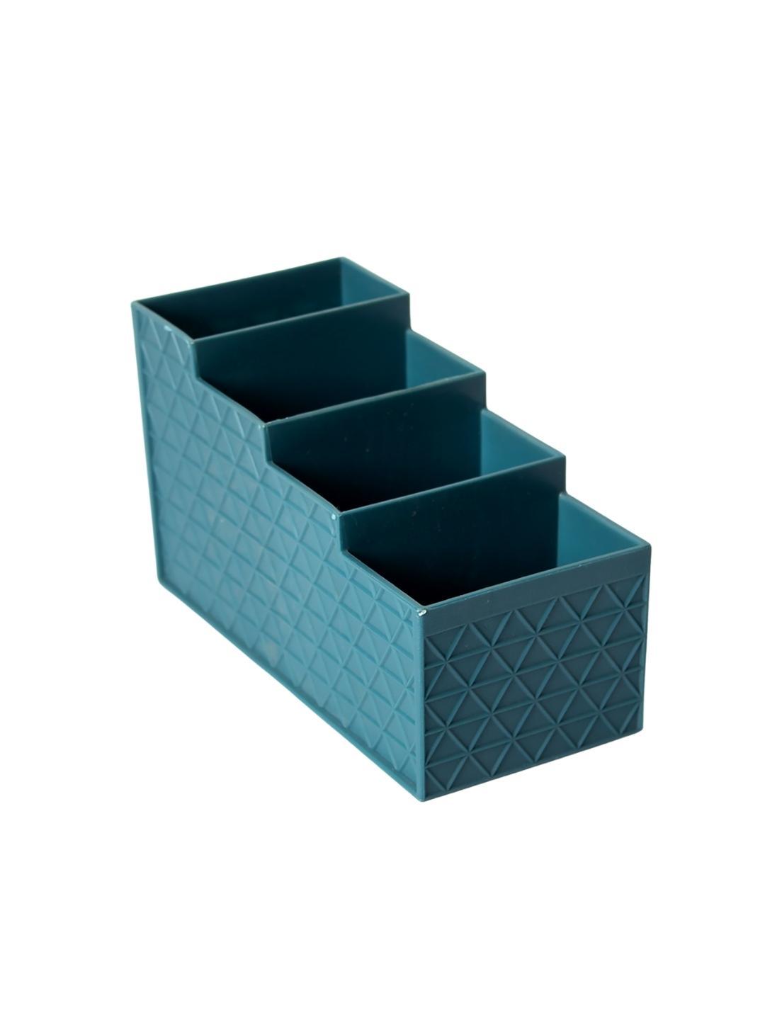 Dark Cyan Desk Organizer With Four Compartments