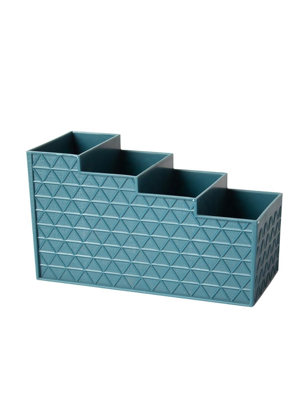 Dark Cyan Desk Organizer With Four Compartments