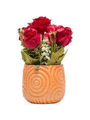 Dark Red Roses With Brown Pot - MARKET 99