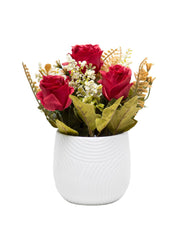 Dark Red Roses With Turquoise Pot - MARKET 99