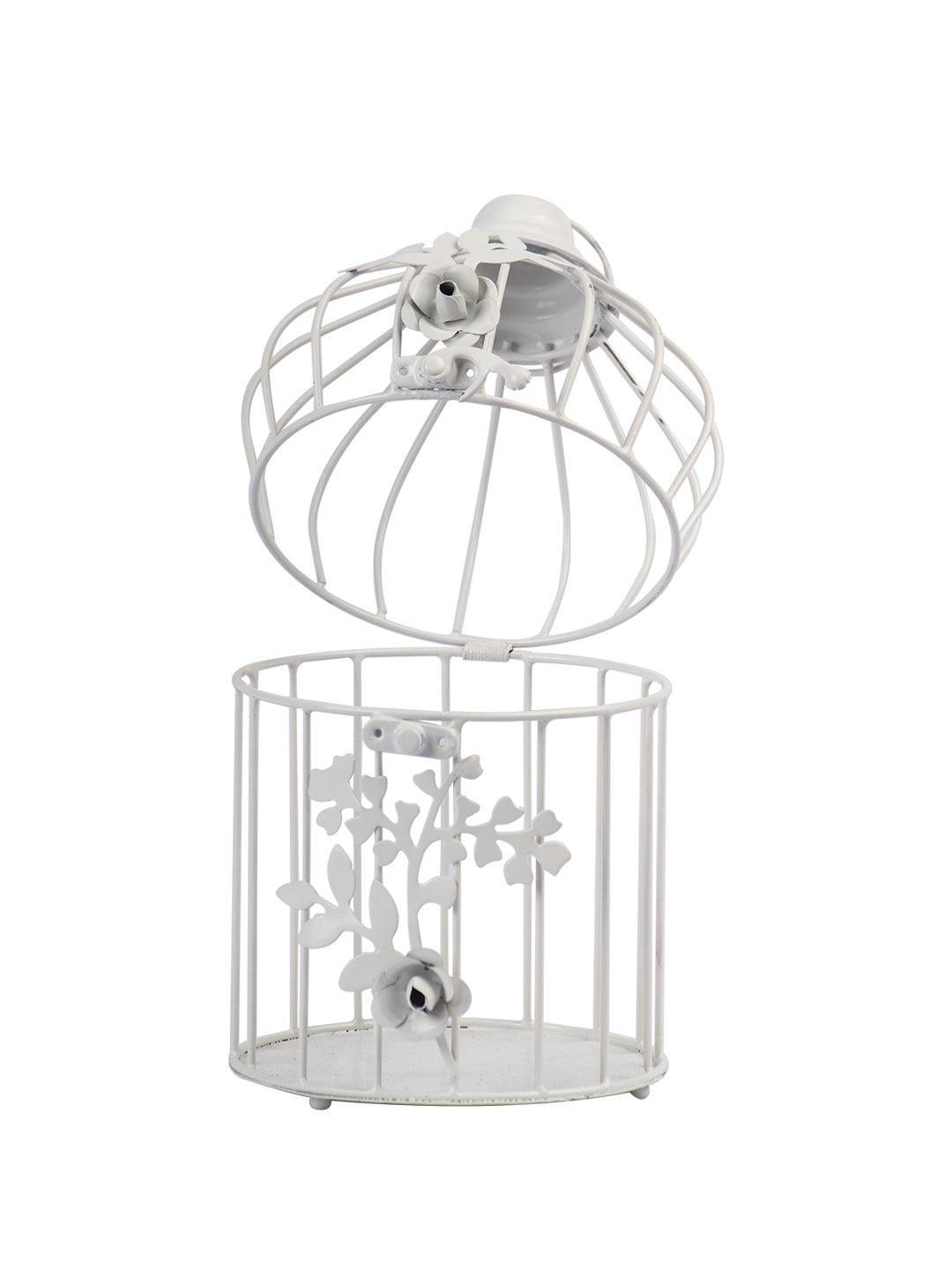 Diwali Decoration Item WHITE CAGE T -LITE HOLDER PACK OF 2
