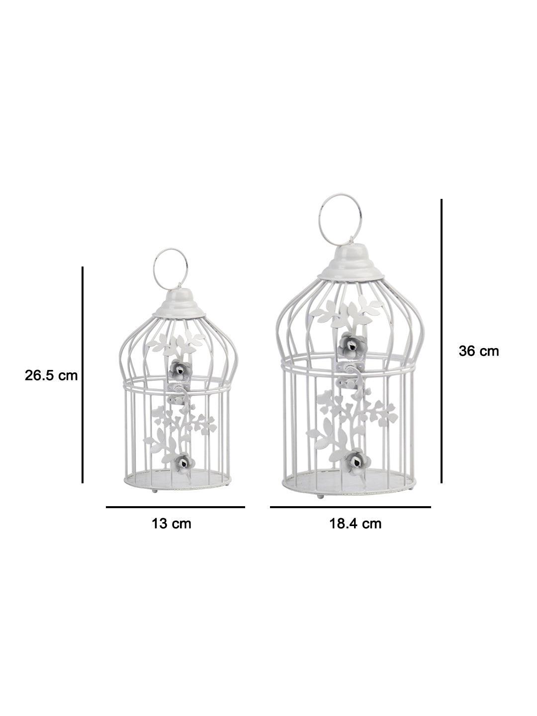 Diwali Decoration Item WHITE CAGE T -LITE HOLDER PACK OF 2