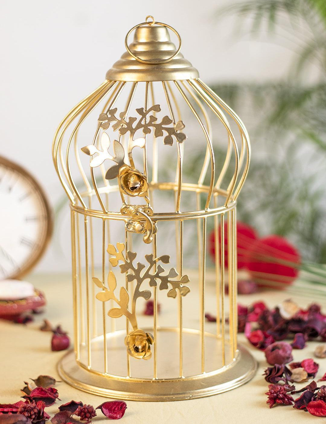 Diwali Decoration Item WHITE CAGE T -LITE HOLDER PACK OF 2