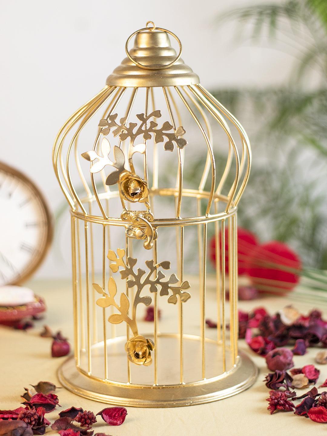 Diwali Decoration Item WHITE CAGE T -LITE HOLDER PACK OF 2