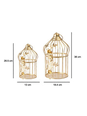 Diwali Decoration Item WHITE CAGE T -LITE HOLDER PACK OF 2