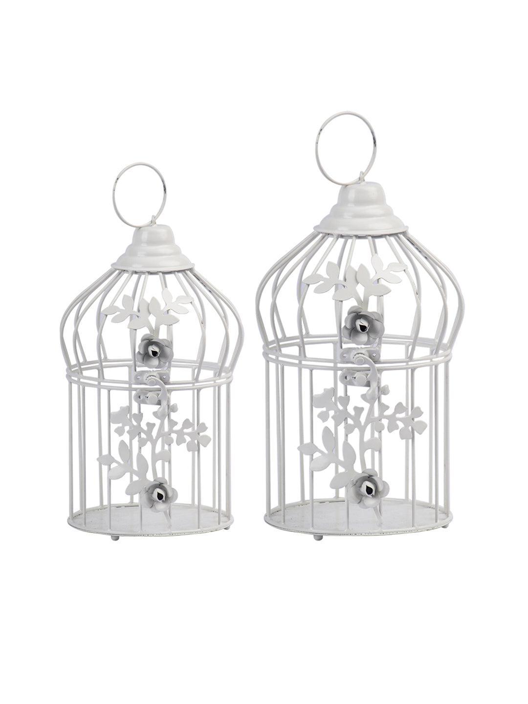 Diwali Decoration Item WHITE CAGE T -LITE HOLDER PACK OF 2