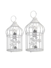 Diwali Decoration Item WHITE CAGE T -LITE HOLDER PACK OF 2