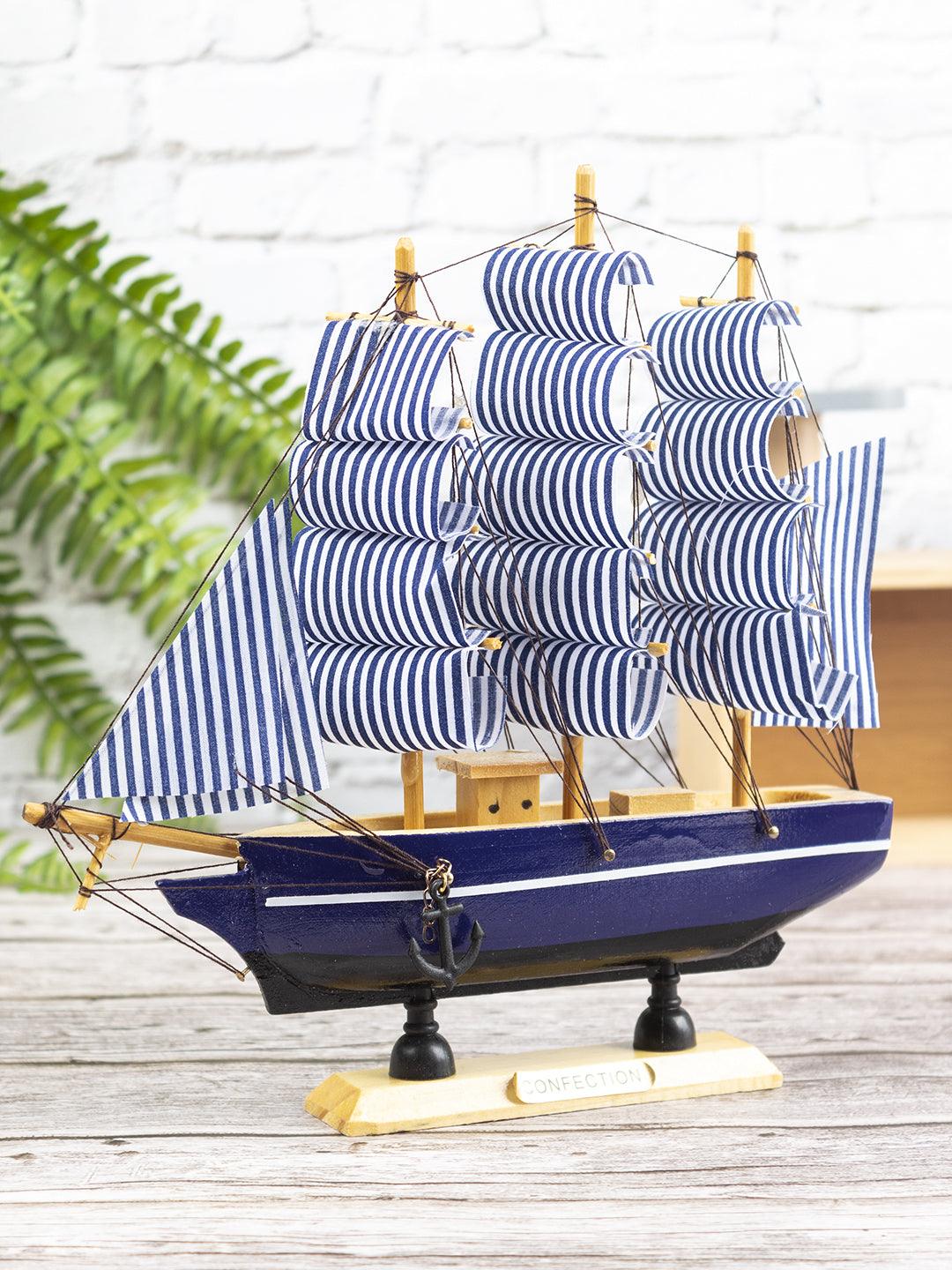 Decorative Boat, Beige & Blue, MDF - MARKET 99