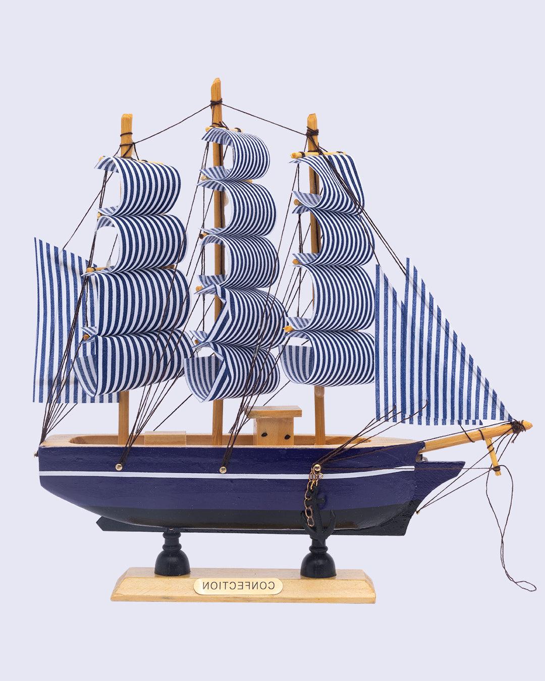 Decorative Boat, Beige & Blue, MDF - MARKET 99