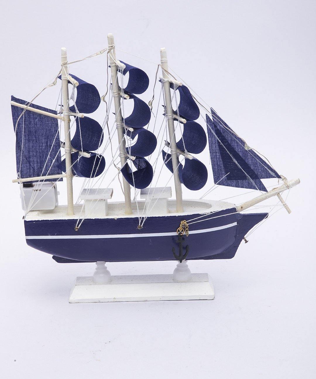 Decorative Boat, Dark Blue, Wood - MARKET 99