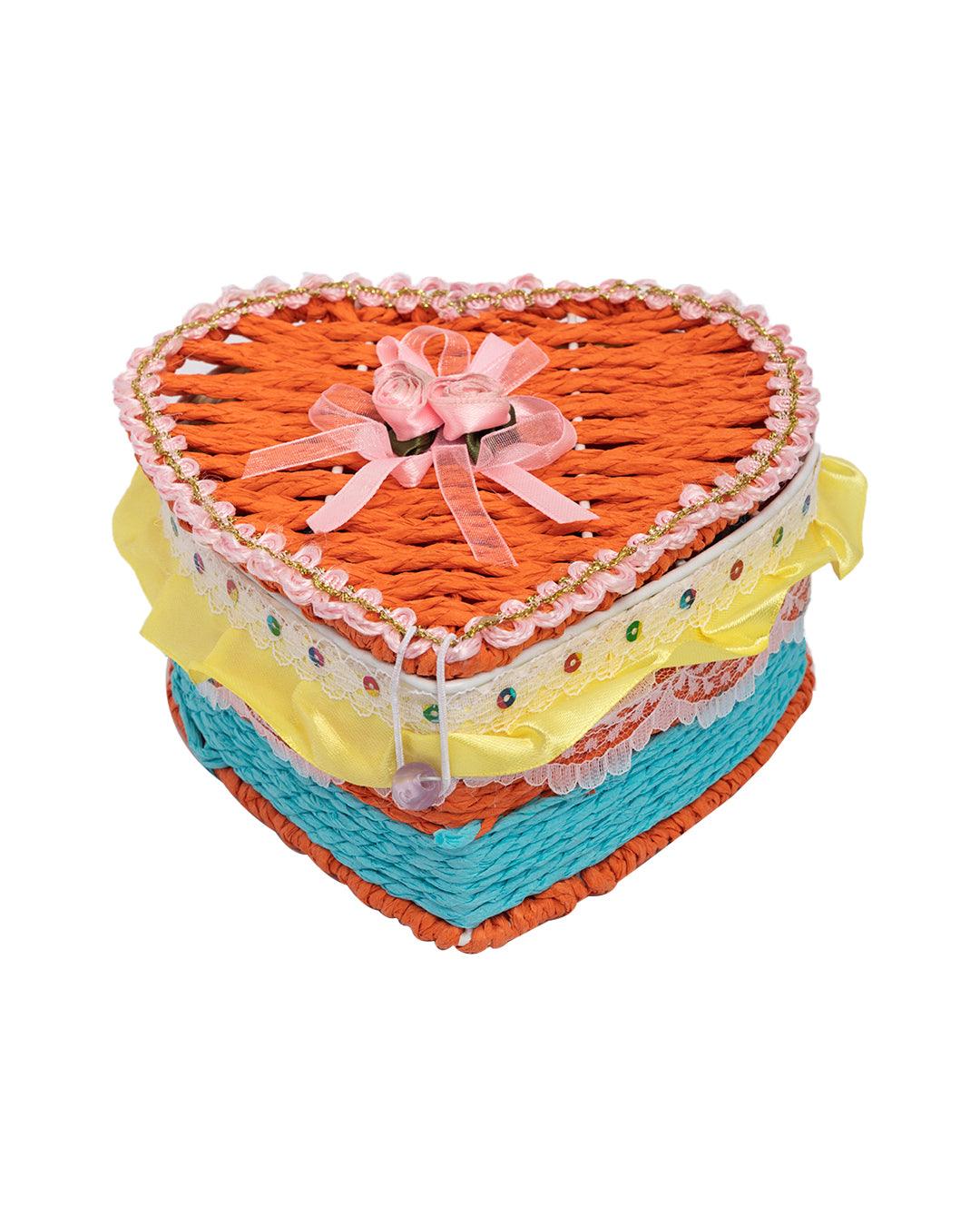 Decorative Box, Heart, Orange, Paper - MARKET 99