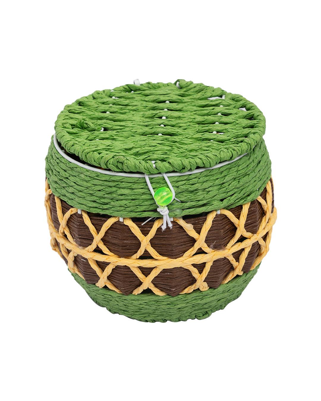Decorative Box, Round, Green, Paper - MARKET 99