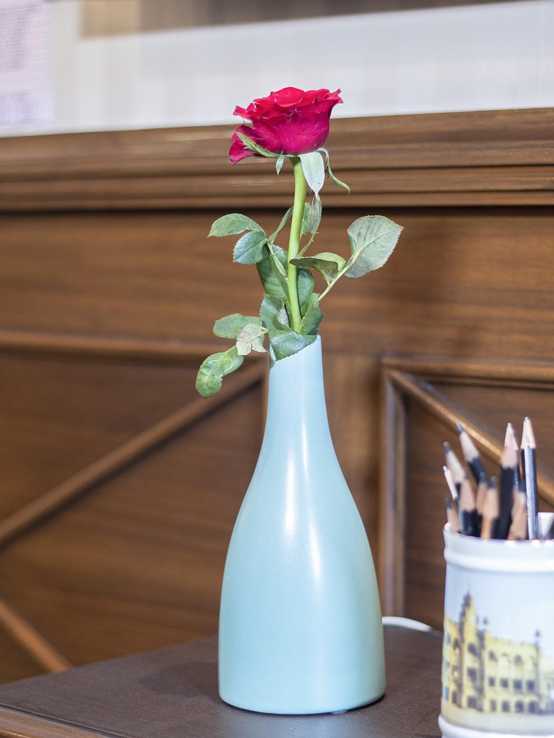 Decorative Ceramic Flower Vase - Green Vase, Glossy