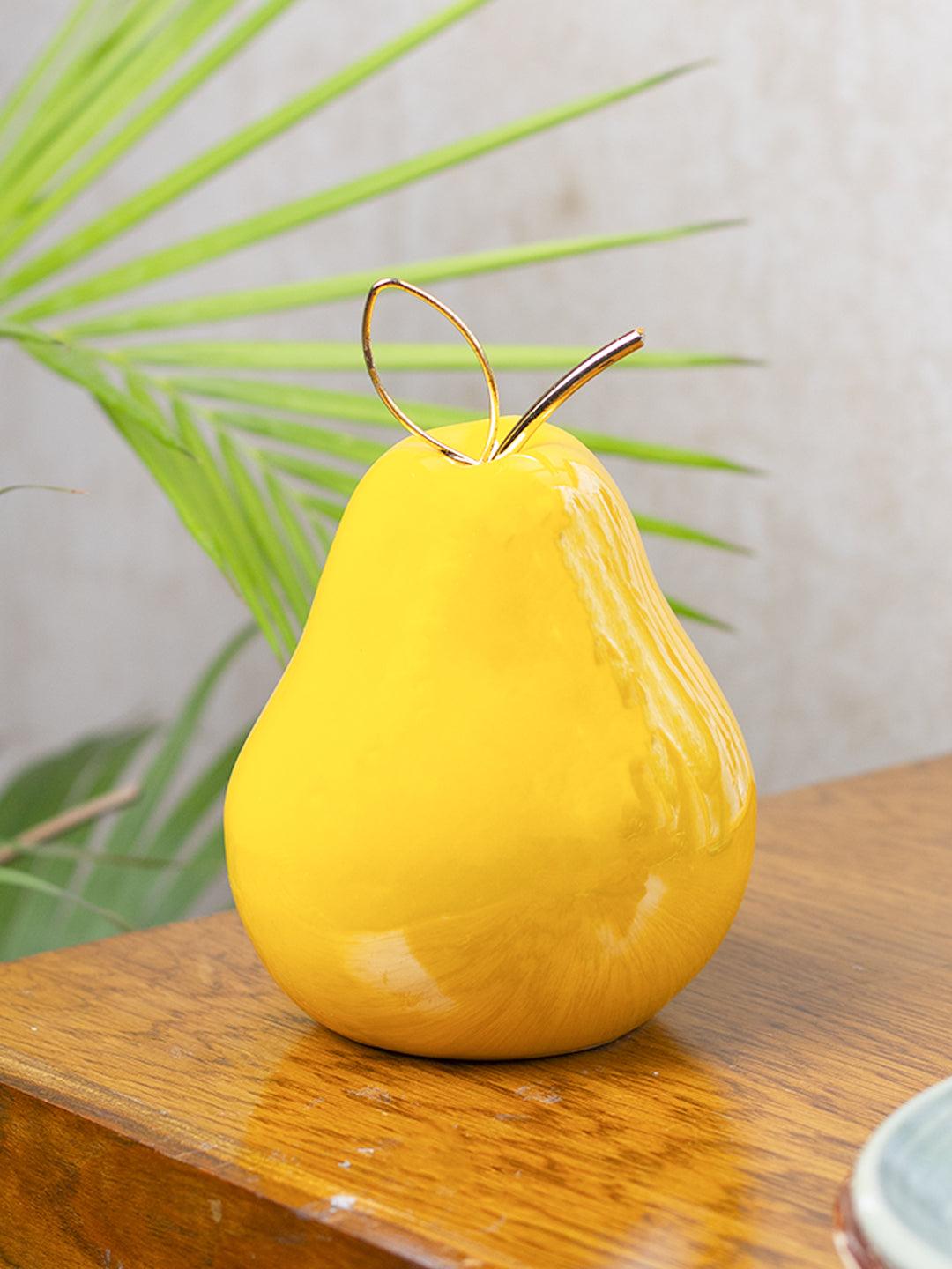 Decorative Ceramic Yellow Pear With Leaf - MARKET 99