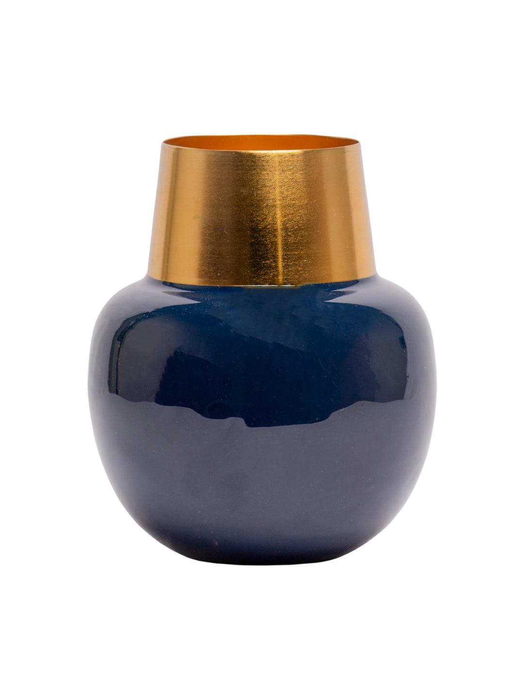 Decorative Enamel Vase - Golden & Blue - MARKET 99