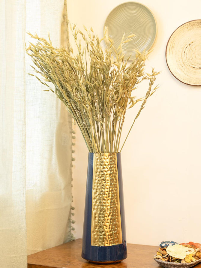 Decorative Enamel Vase - Golden & Blue