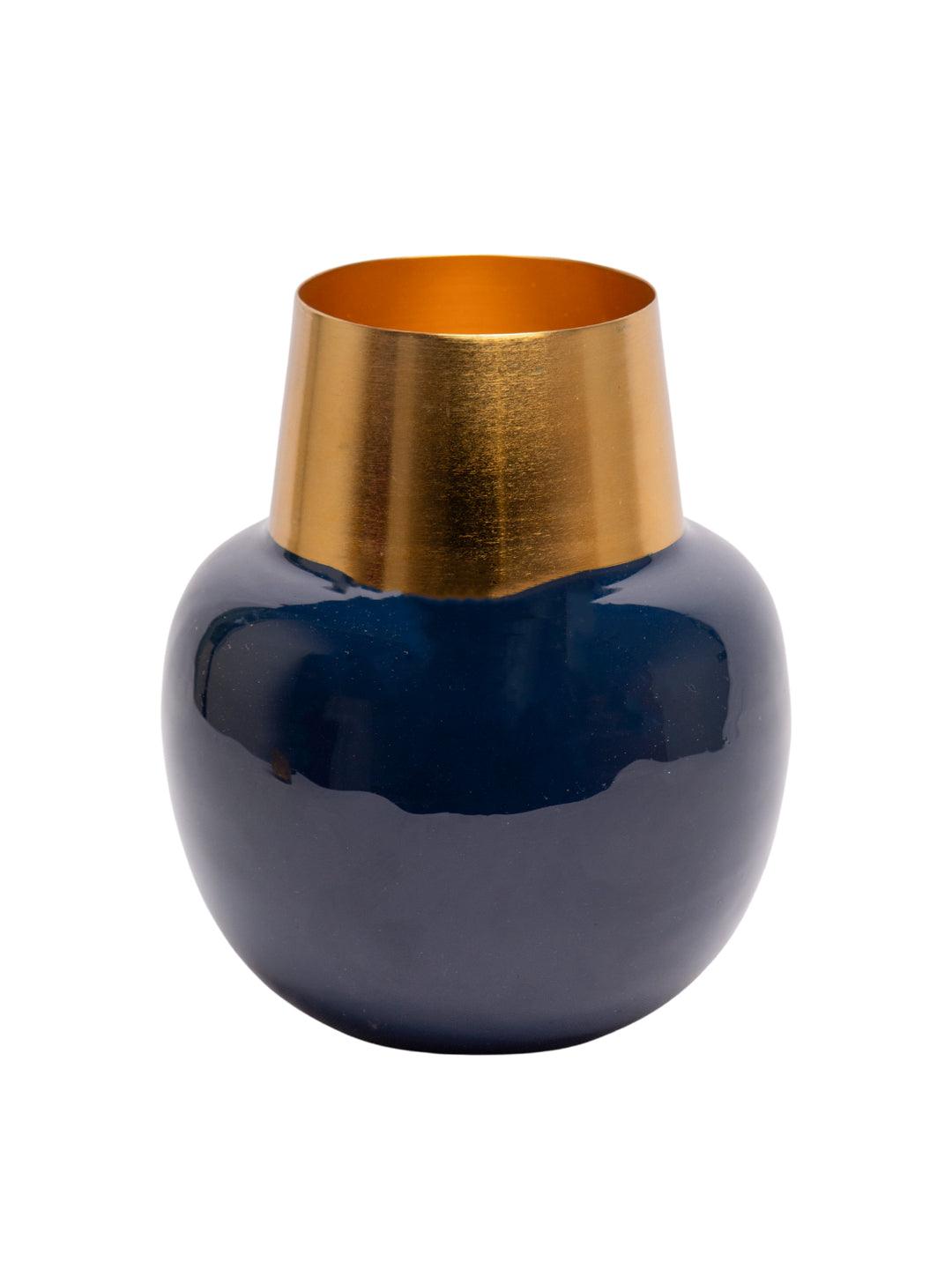 Decorative Enamel Vase - Golden & Blue - MARKET 99
