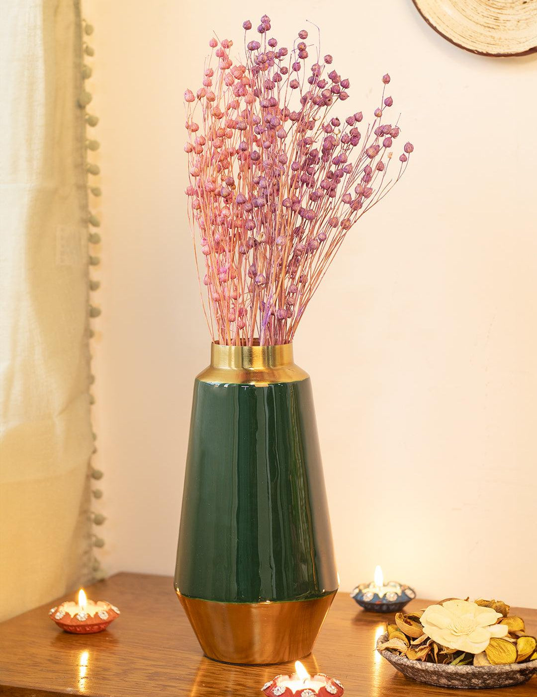 Decorative Enamel Vase - Golden & Green - MARKET 99