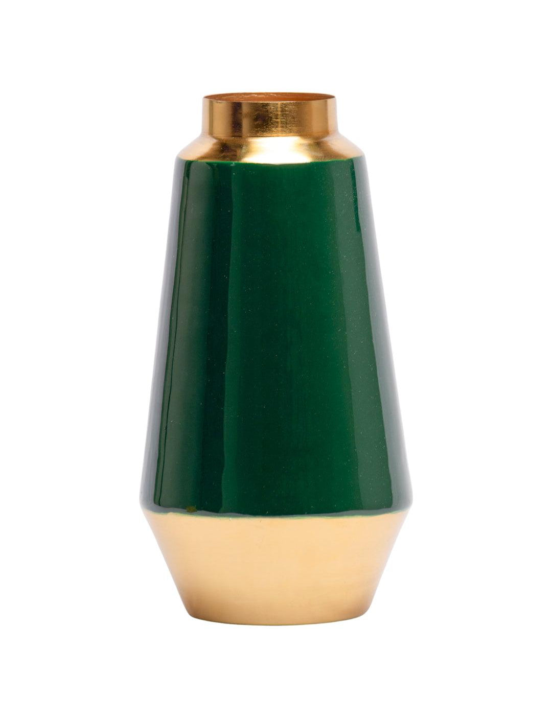 Decorative Enamel Vase - Golden & Green - MARKET 99