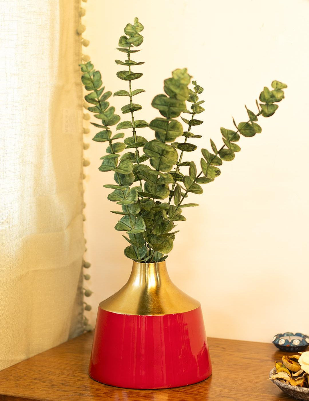 Decorative Enamel Vase - Golden & Red - MARKET 99