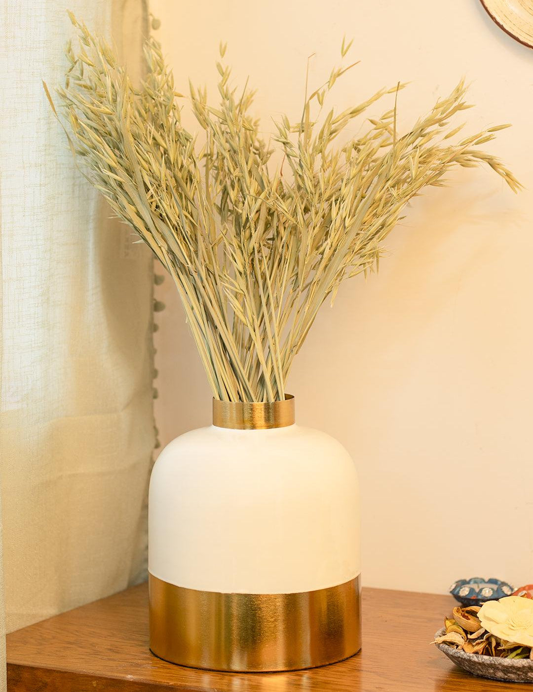 Decorative Enamel Vase - Golden & White - MARKET 99