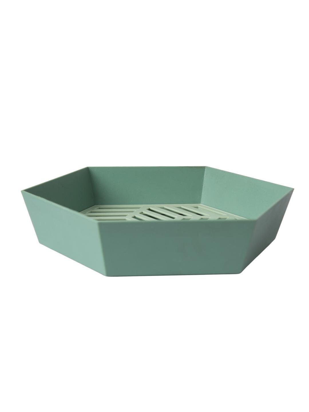 Decorative Geometry Fruit Basket with Removable Drainage Layer - Green