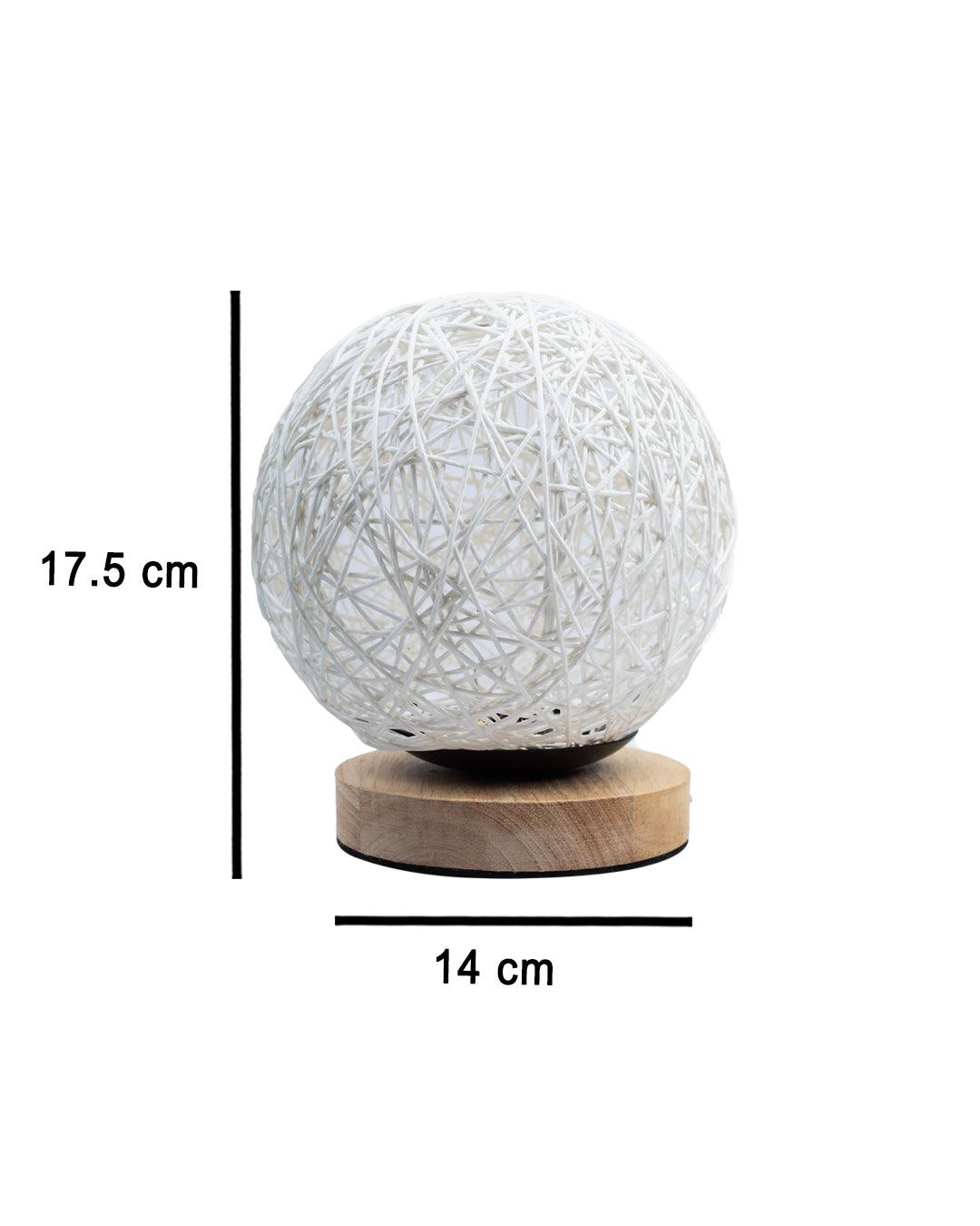 Decorative Globe Lamp, Mesh Design, White, Plastic & Cotton - MARKET 99