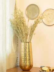 Decorative Golden Hammered Vase - Cylinder Shape - MARKET 99