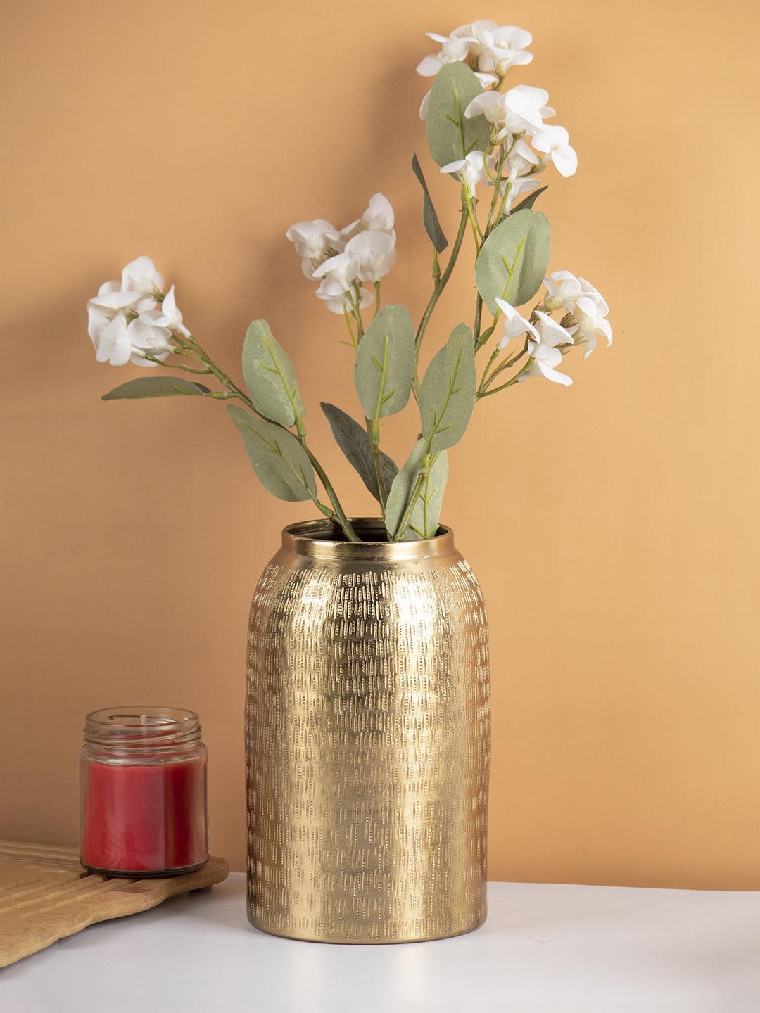 Golden Vase Metal Flowers Pot Floral Flower Arrangement Plated Alloy Glass  Vases Desk Decoration Modern Luxurious