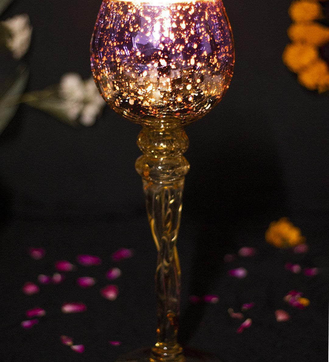 Decorative Purple Tined Glass Candlestick Holders - MARKET 99