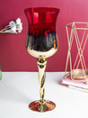 Decorative Vintage Red Tinted Glass Candlestick Holder - MARKET 99