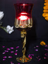 Decorative Vintage Red Tinted Glass Candlestick Holder - MARKET 99