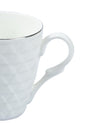 Diamond Textured Ceramic Coffee Mug With Golden Ring Corner (Cream White, 330 mL) - MARKET 99