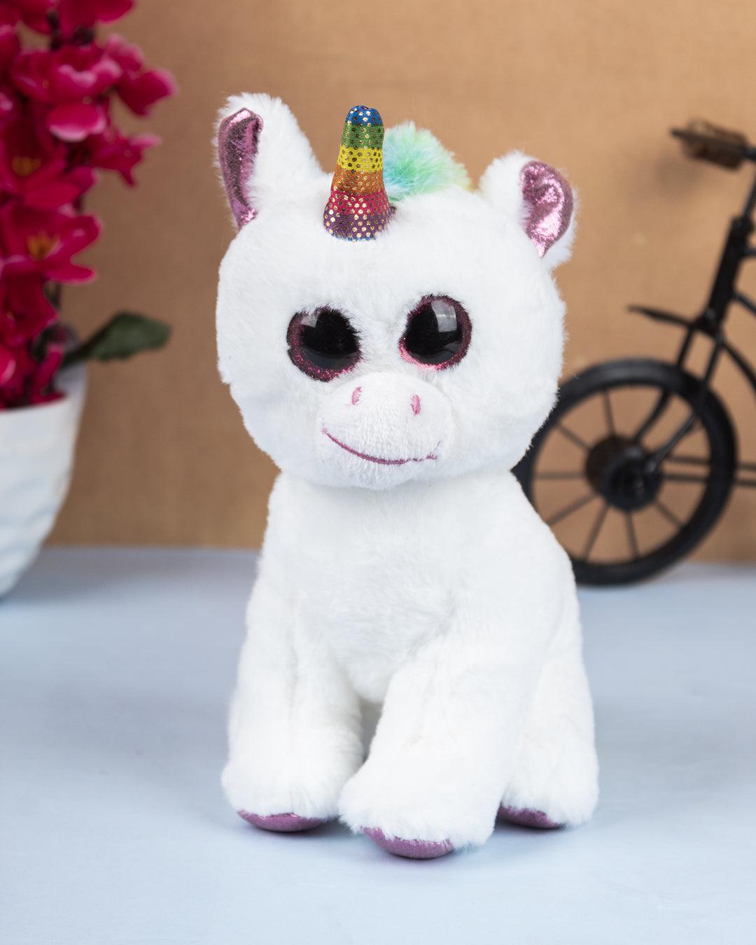 DIMPLY STUFF Unicorn Horse Standing Stuffed Animal (20cm, White) - Plush Toy - MARKET 99