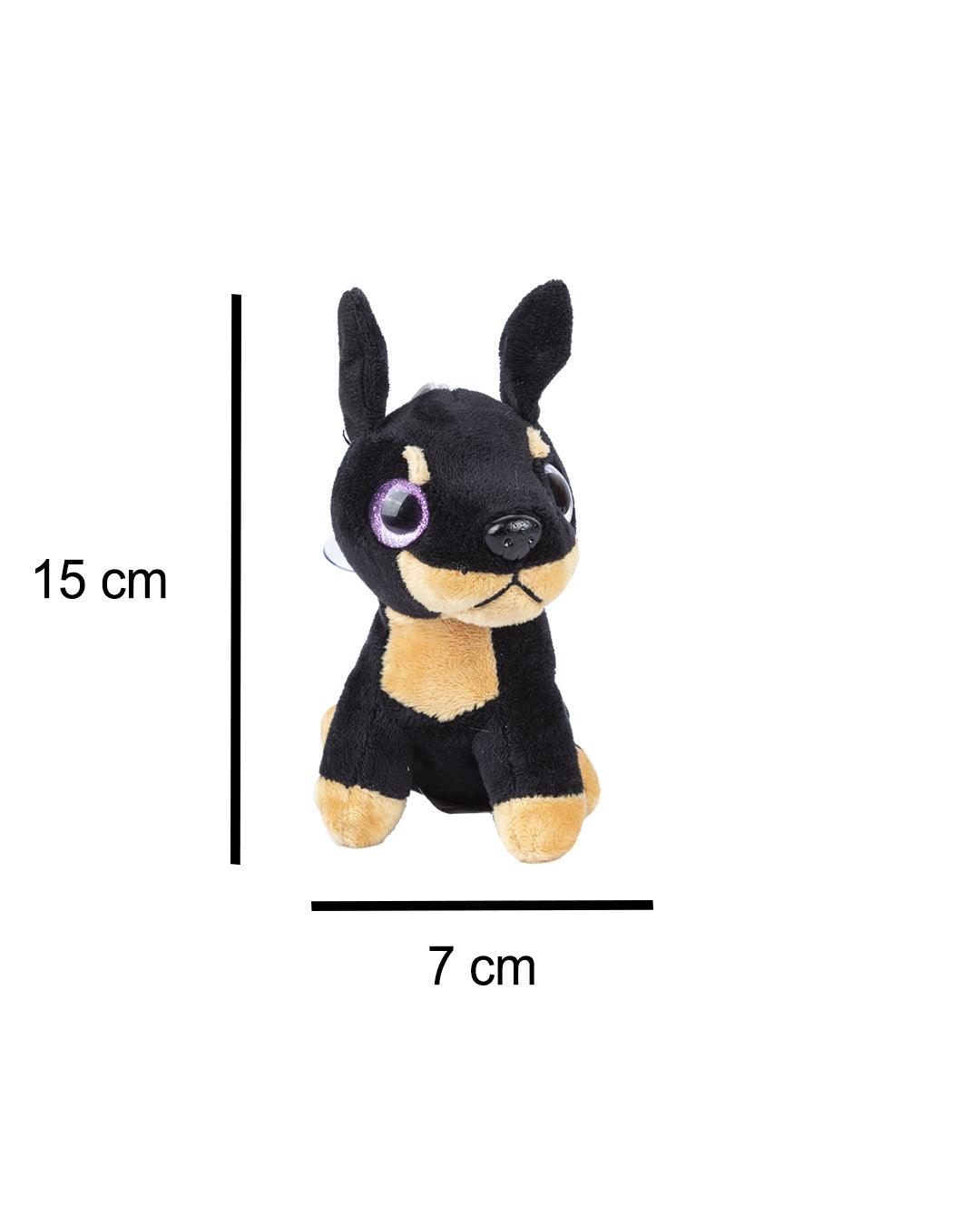 DIMPY STUFF Dog Standing Stuffed Animal (15cm, Black & Brown) - Plush Toy - MARKET 99