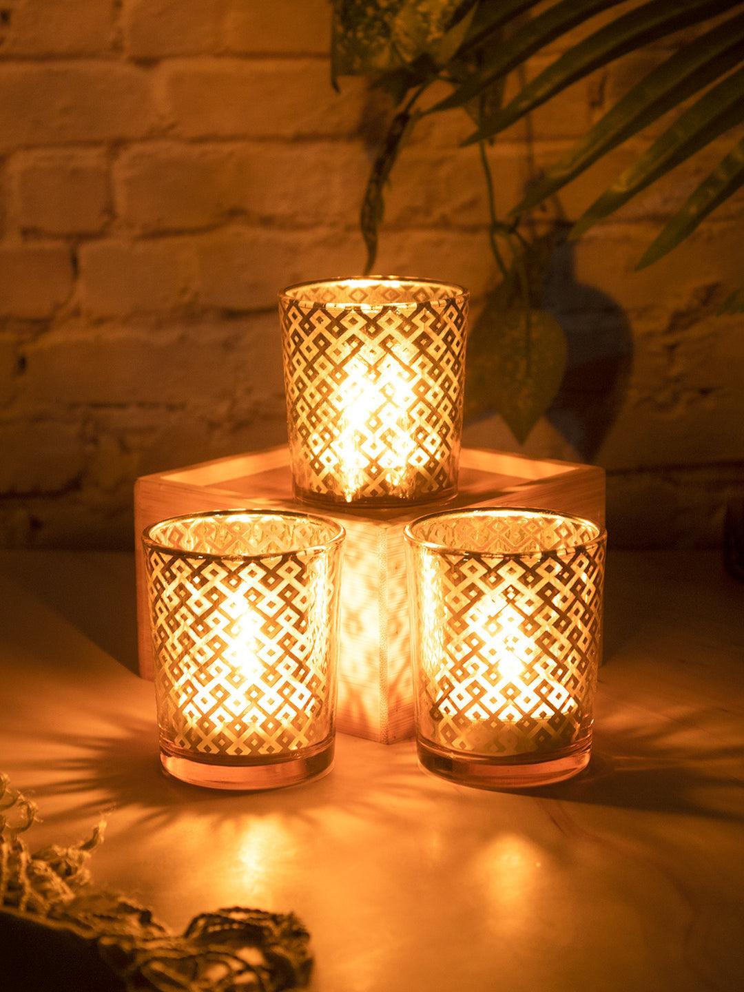 Diwali Home Decoration Tealight Candle Votive Holders Pack Of 3 Pcs - MARKET 99