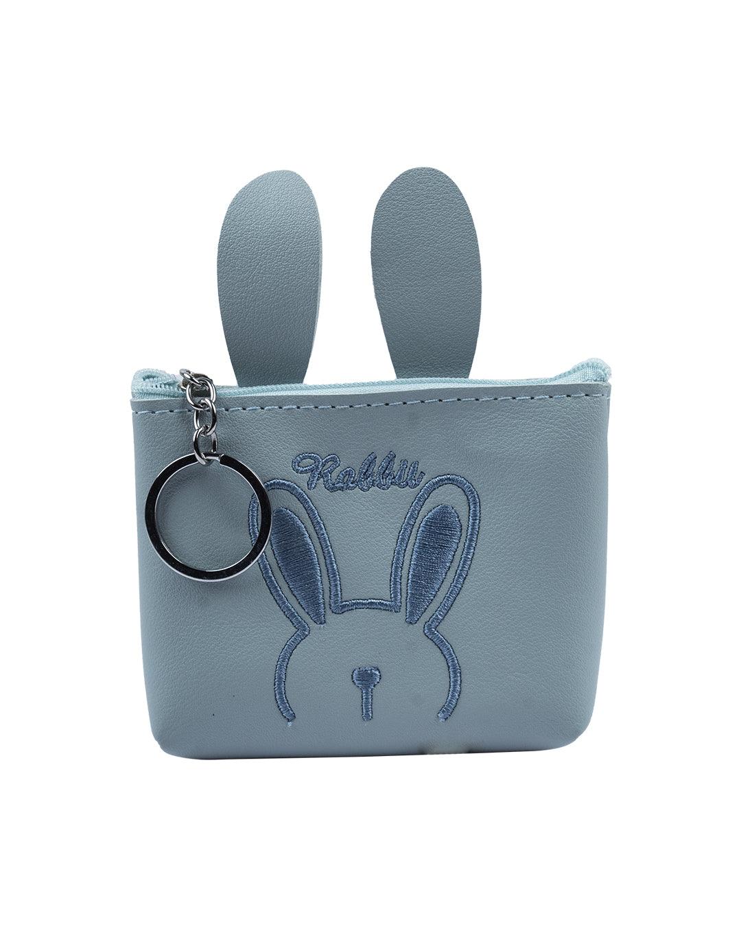 Donati Coin Pouch, Bunny Print, Light Blue, PU Leather - MARKET 99