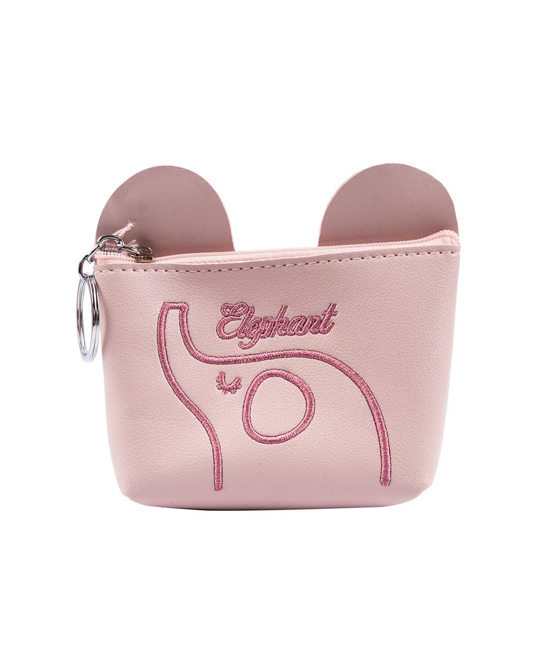 Donati Coin Pouch, Elephant Print, Pink, PU Leather - MARKET 99