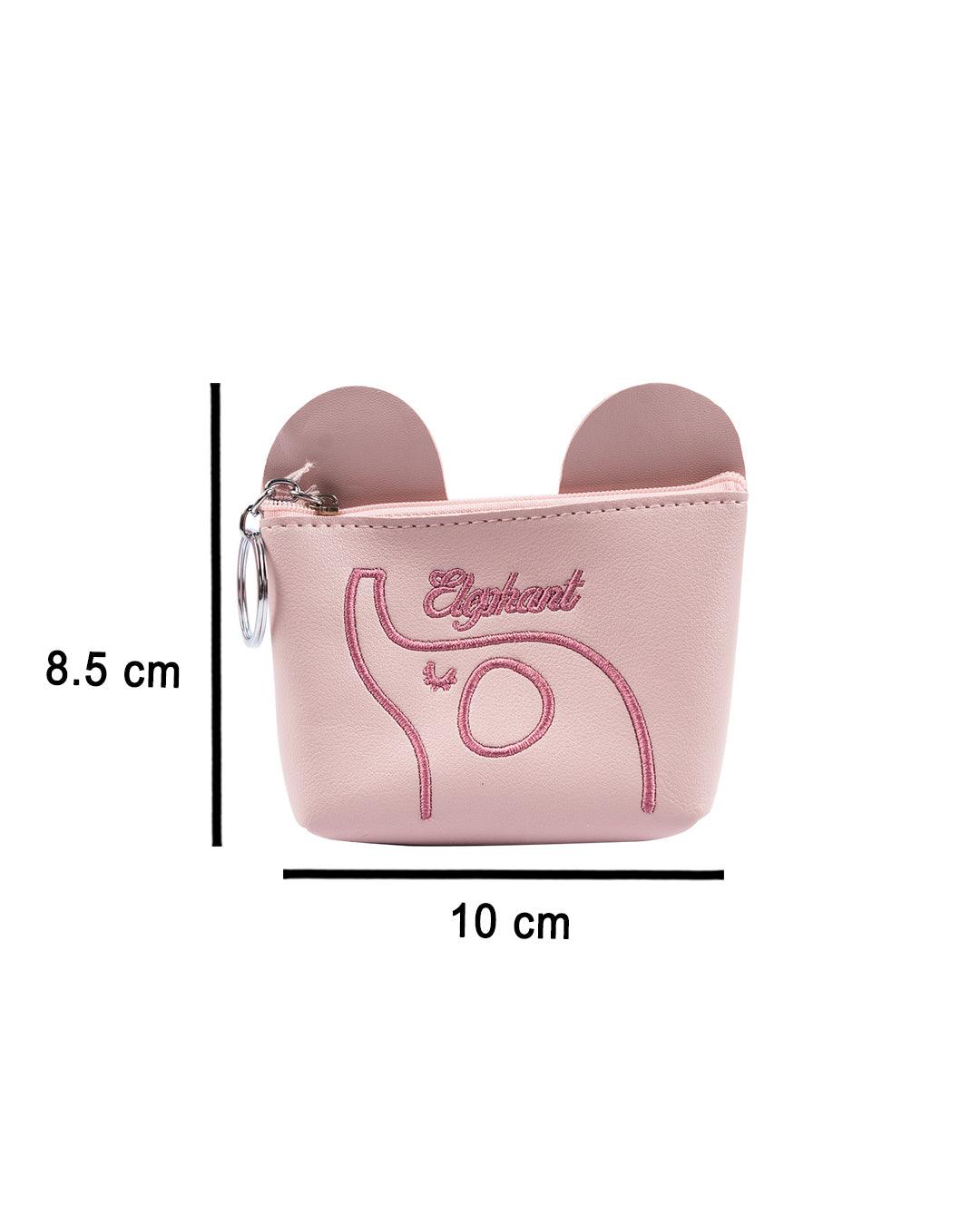 Donati Coin Pouch, Elephant Print, Pink, PU Leather - MARKET 99