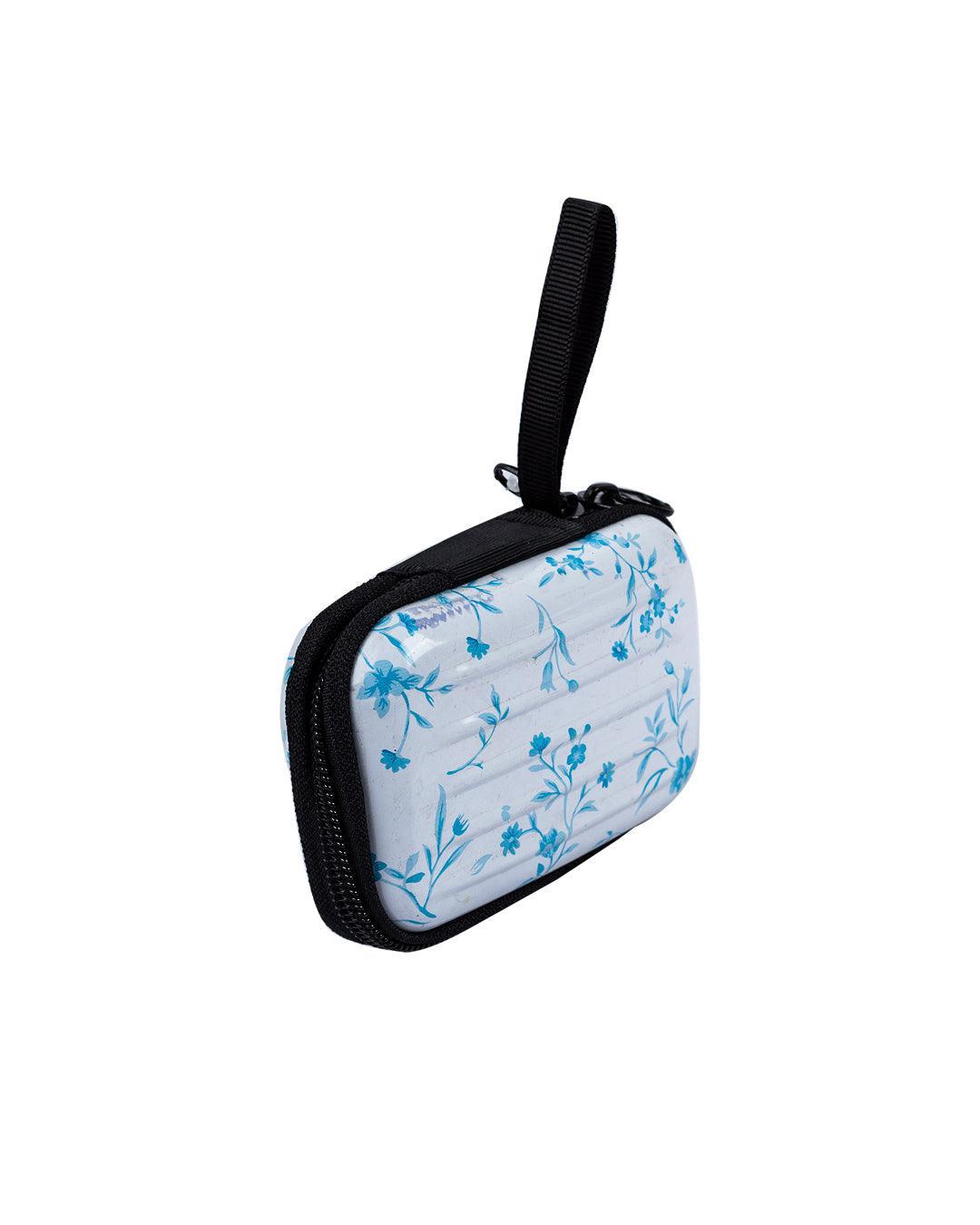 Donati Coin Pouch, Wallet, Floral Print, White & Blue, Tin - MARKET 99