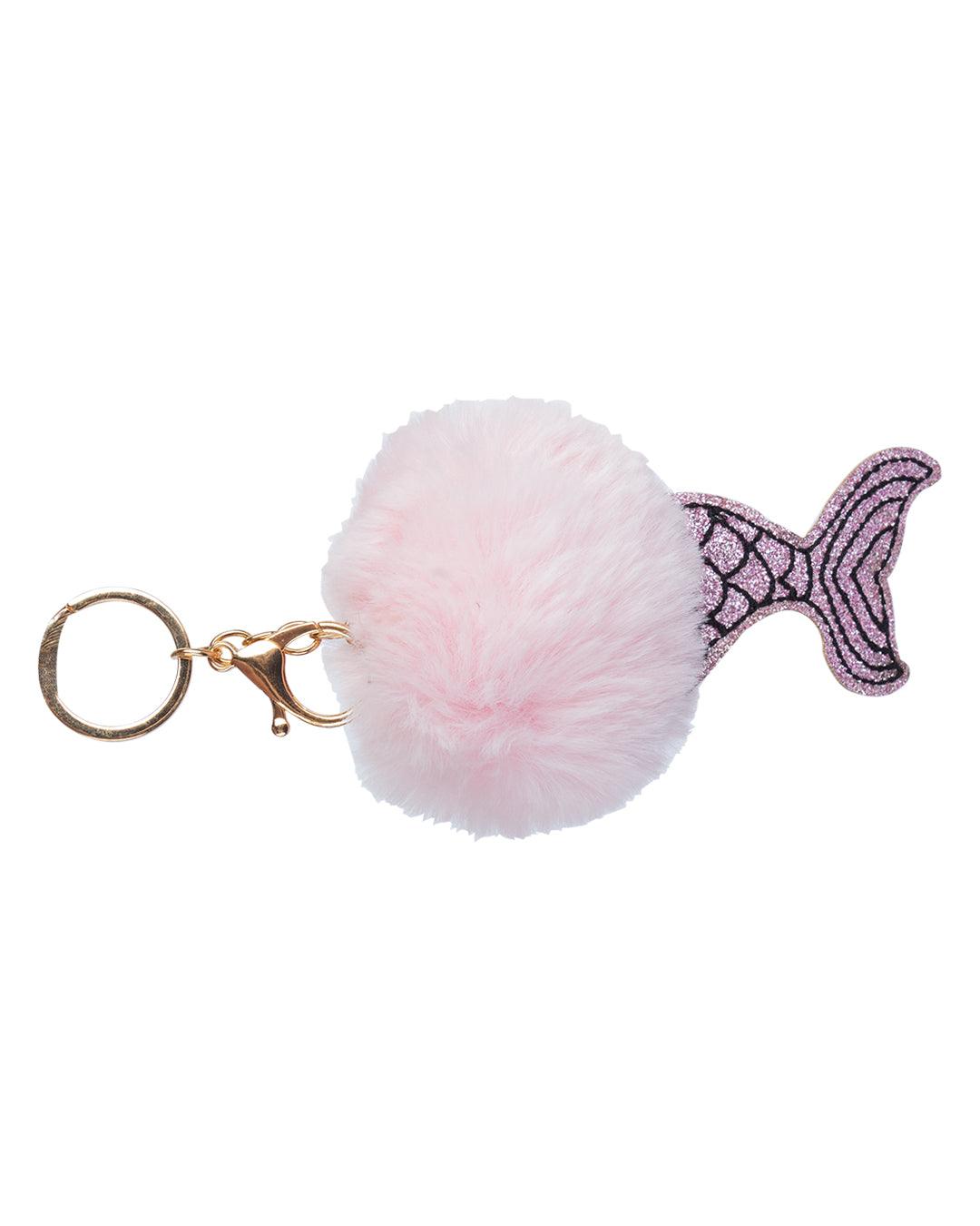 Donati Key Chain, Pom Pom, Light Pink, Synthetic Fur & Alloy - MARKET 99