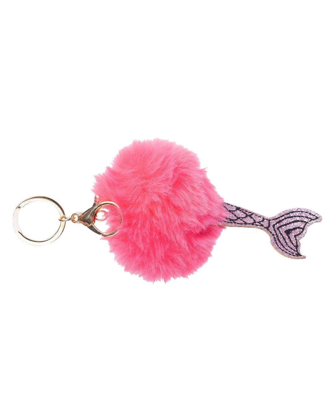 Donati Key Chain, Pom Pom, Pink, Synthetic Fur & Alloy - MARKET 99